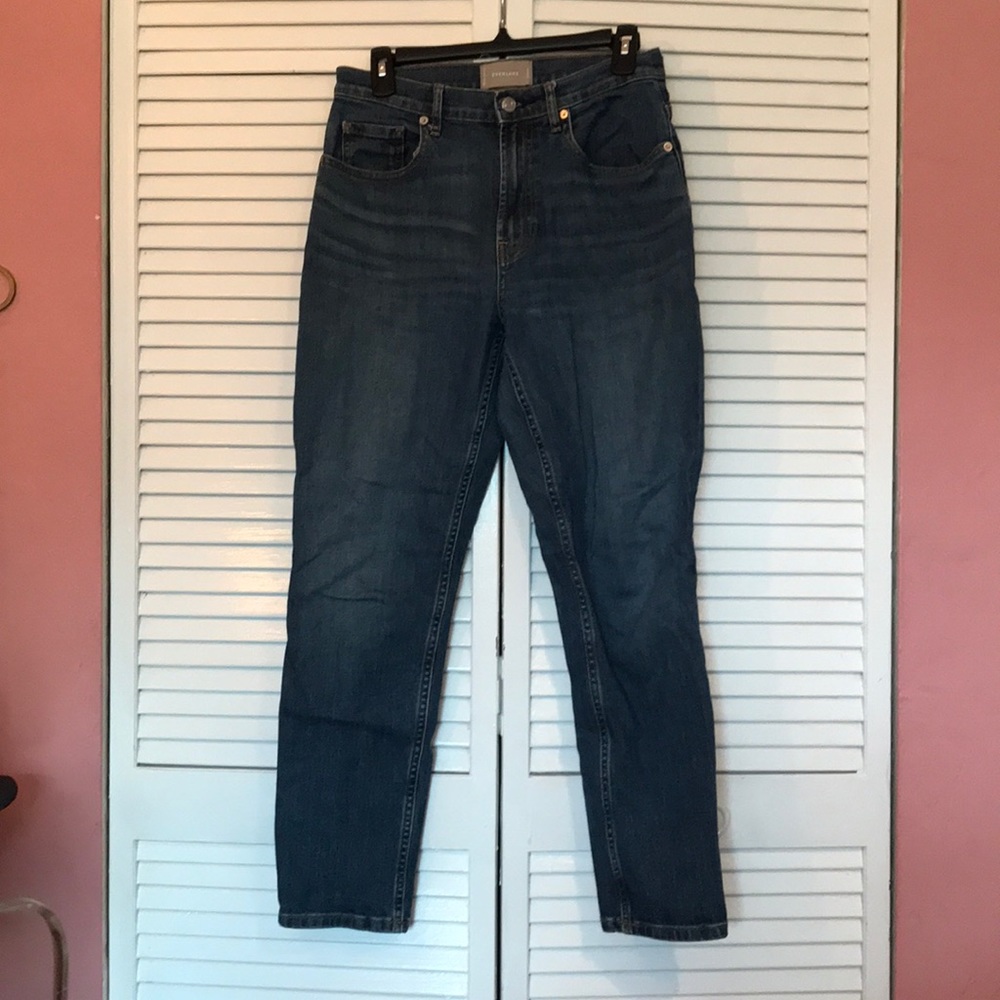 Everlane high rise cheeky straight faded indigo